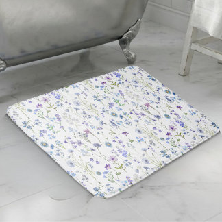 Alfombrilla De Baño Patrón floral de flores silvestres púrpura azul ac