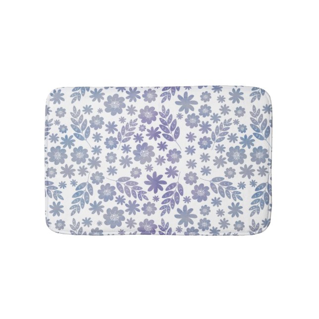 Alfombrilla De Baño Patrón floral de gris y lavanda (Anverso)
