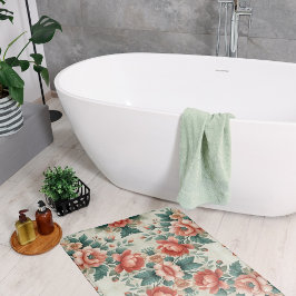 Alfombrilla De Baño Patrón floral de la cabaña de campo