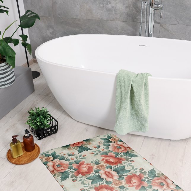 Alfombrilla De Baño Patrón floral de la cabaña de campo (Subido por el creador)