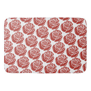 Alfombrilla De Baño Patrón floral de rosas rojas estilizadas