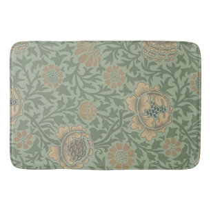 Alfombrilla De Baño Patrón floral de William Morris Grafton en verde s