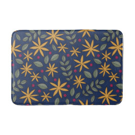 Alfombrilla De Baño Patrón Floral Dorado Diseño Botánico