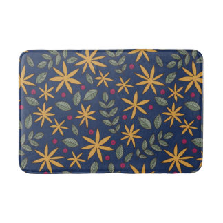 Alfombrilla De Baño Patrón Floral Dorado Diseño Botánico