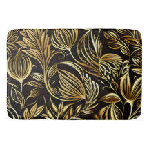Patrón Floral Dorado Sobre Negro