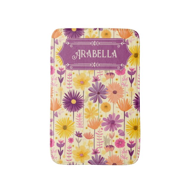 Alfombrilla De Baño Patrón floral moderno Arabella Cascading (Frente vertical)