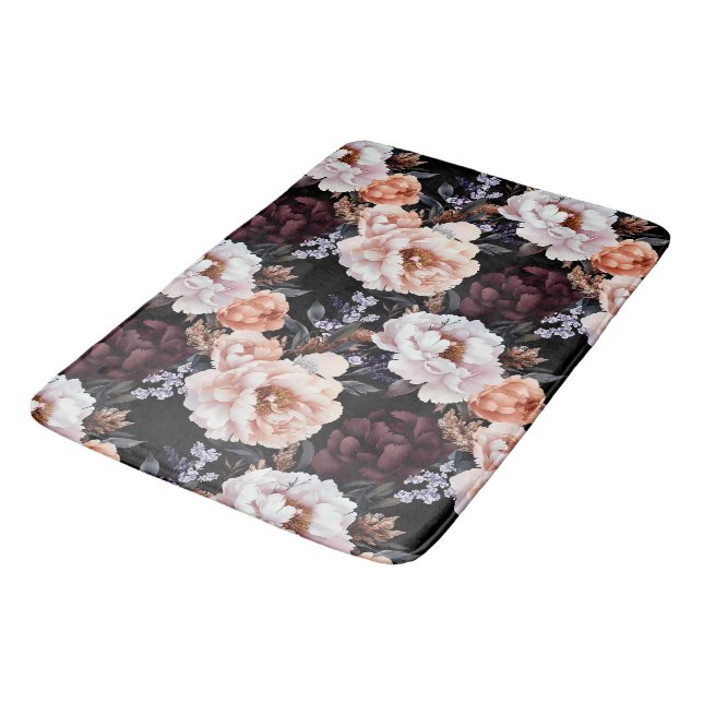 Alfombrilla De Baño Patrón floral Oscuro Peonies (Angular)