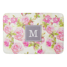Patrón floral personalizado Rosa antiguo Monograma