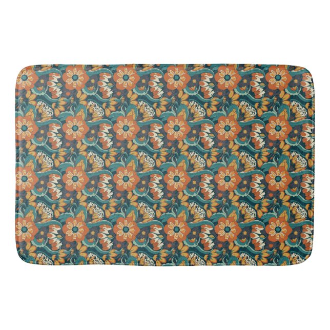 Alfombrilla De Baño Patrón floral retro (Anverso)