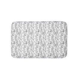 Alfombrilla De Baño Patrón Floral Toile Blanco Negro Antiguo