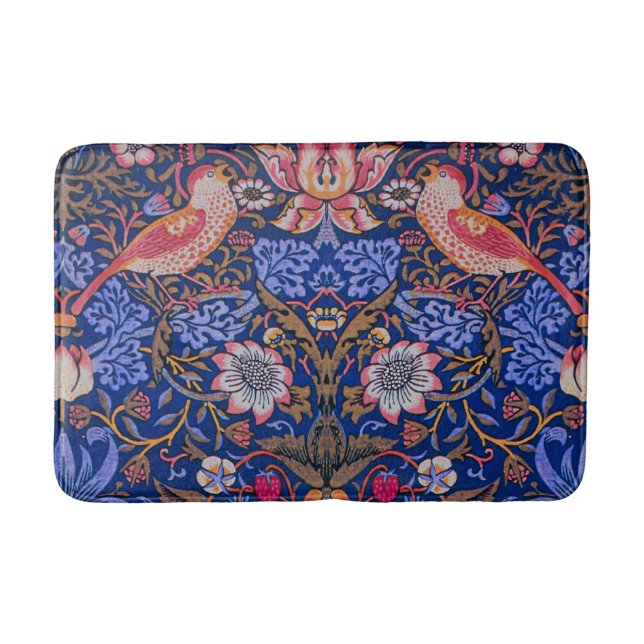 Alfombrilla De Baño Patrón floral William Morris Strawberry Thief (Anverso)