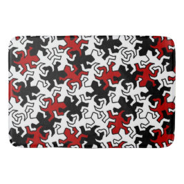 Alfombrilla De Baño Patrón Geckos Mosaico - blanco negro rojo