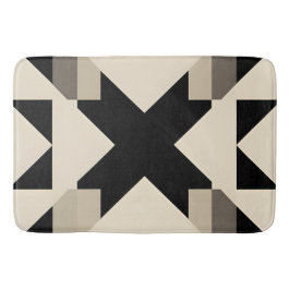 Alfombrilla De Baño Patrón geométrico abstracto con negro contrastante