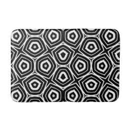 Alfombrilla De Baño Patrón geométrico abstracto en blanco y negro