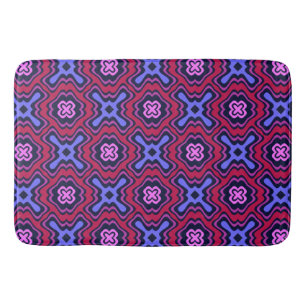 Alfombrilla De Baño Patrón geométrico arabesco en rosa vibrante y azul