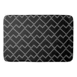 Alfombrilla De Baño Patrón Geométrico Chic de Moda en Blanco y Negro
