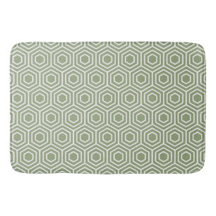 Alfombrilla De Baño Patrón geométrico del Hexágono Verde Sage