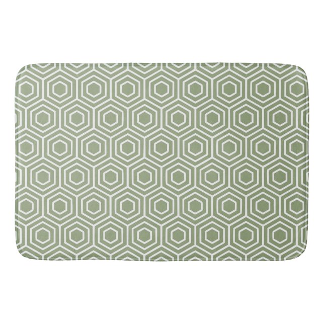 Alfombrilla De Baño Patrón geométrico del Hexágono Verde Sage (Anverso)