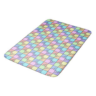 Alfombrilla De Baño Patrón geométrico del rompecabezas del arcoiris de