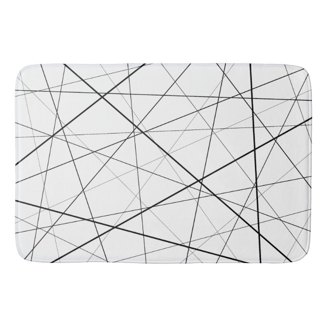 Alfombrilla De Baño Patrón geométrico en blanco y negro (Anverso)