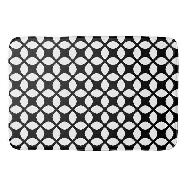 Alfombrilla De Baño Patrón geométrico en blanco y negro (Anverso)