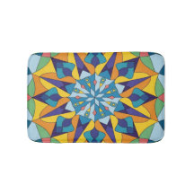 Patrón geométrico fractal azul y amarillo