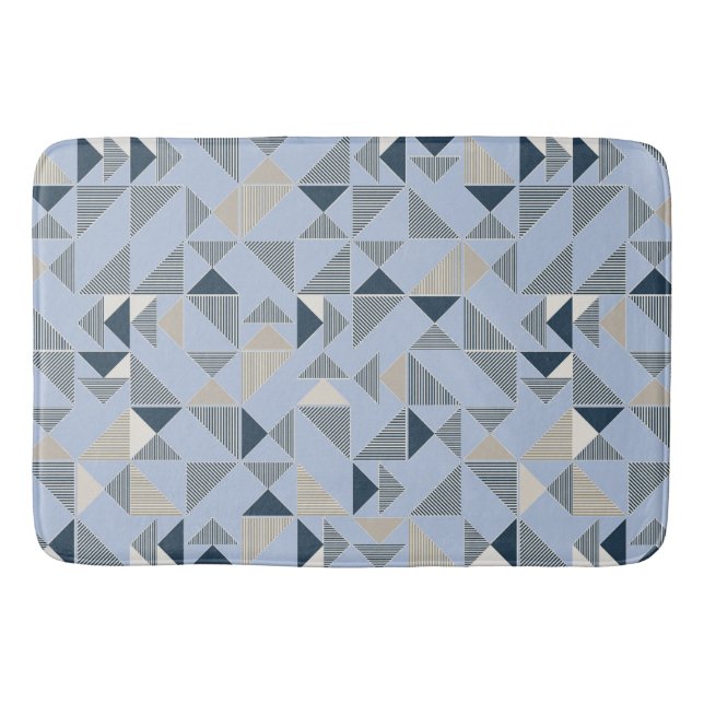 Alfombrilla De Baño Patrón geométrico gris azul abstracto (Anverso)