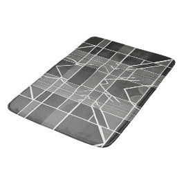 Alfombrilla De Baño Patrón geométrico Gris moderno y elegante