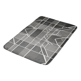 Alfombrilla De Baño Patrón geométrico Gris moderno y elegante