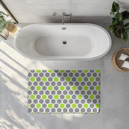 Alfombrilla De Baño Patrón geométrico moderno de hexágono gris verde l