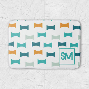 Alfombrilla De Baño Patrón geométrico monograma retro medio siglo