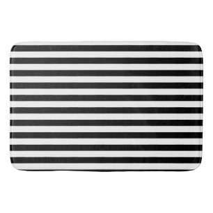 Alfombrilla De Baño  Patrón geométrico Preppy de franjas en blanco y