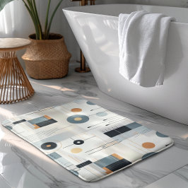 Alfombrilla De Baño Patrón geométrico retro de tonos pasteles