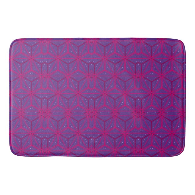 Alfombrilla De Baño Patrón geométrico retro rosa (Anverso)