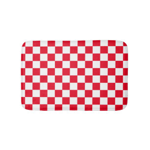 Alfombrilla De Baño Patrón geométrico rojo y blanco croata controlado