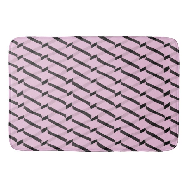 Alfombrilla De Baño Patrón geométrico rosa y negro (Anverso)