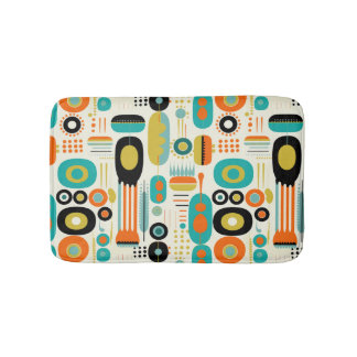Alfombrilla De Baño Patrón geométrico vibrante retro moderno de mediad