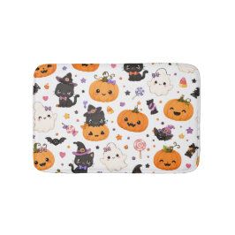 Alfombrilla De Baño Patrón Kawaii de Halloween con Calabazas Adorables