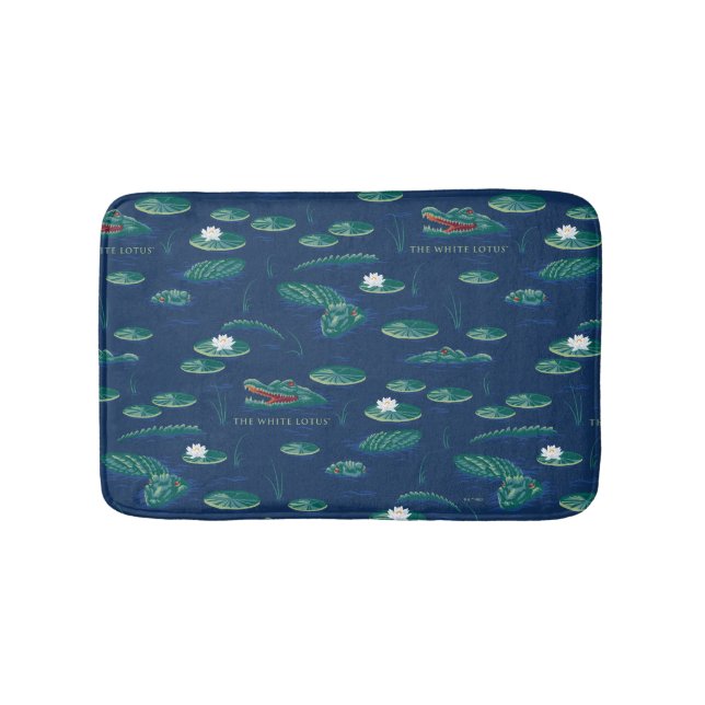 Alfombrilla De Baño Patrón laguna blanco Lotus lagador (Anverso)