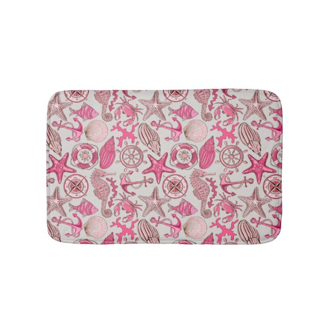 Alfombrilla De Baño Patrón marino rosa (Anverso)