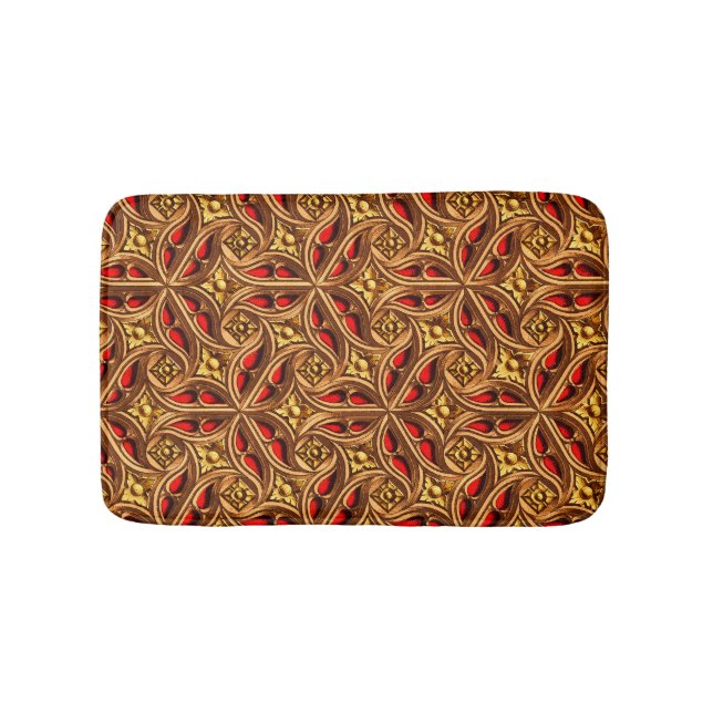 Alfombrilla De Baño Patrón marrón rojo y egipcio dorado (Anverso)