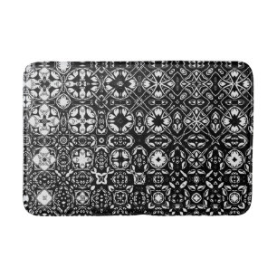 Alfombrilla De Baño Patrón medallón Metamorfosis Negro y Blanco