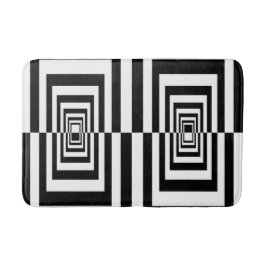 Alfombrilla De Baño Patrón minimalista geométrico en blanco y negro