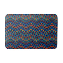 Patrón moderno azul estilo africano Bath Mat