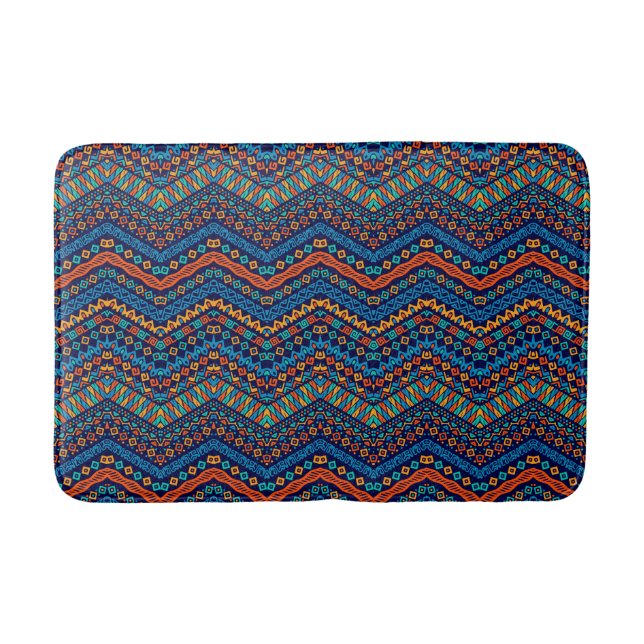 Alfombrilla De Baño Patrón moderno azul estilo africano Bath Mat (Anverso)