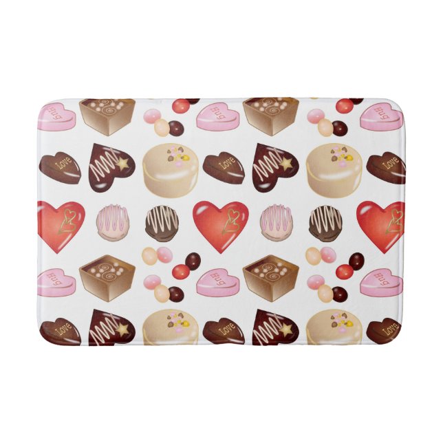 Alfombrilla De Baño Patrón moderno de corazón de vándalos de chocolate (Anverso)
