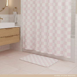 Alfombrilla De Baño Patrón Moderno de Cuadrados Rosados