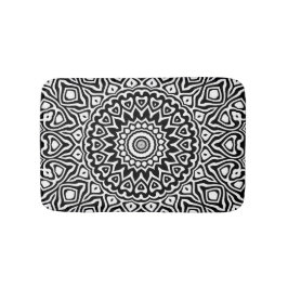 Alfombrilla De Baño Patrón moderno de Mandala en blanco y negro