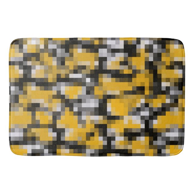 Alfombrilla De Baño Patrón moderno de mosaico blanco amarillo amarillo (Anverso)