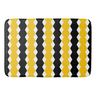 Alfombrilla De Baño Patrón moderno funky geométrico negro y amarillo